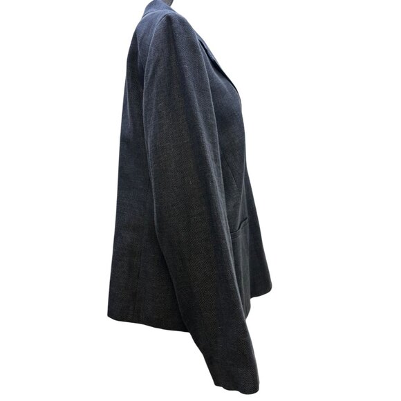 NWT Lafayette 148 Wool & Linen Blend Blazer Jacket Blue Size 18 - Picture 3 of 7